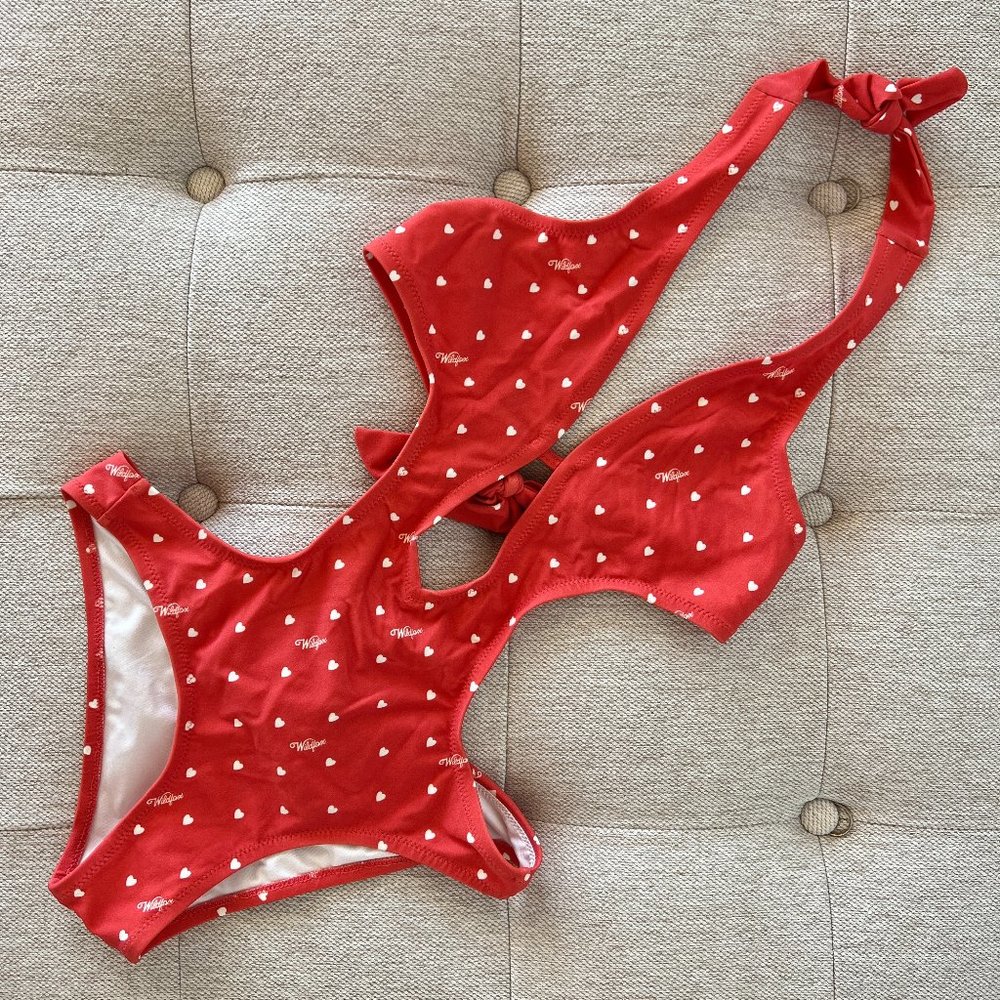 WILDFOX SWIM Pin-Up, Red, Monokini with White Heart Print in Small, Spring 2013 - Picture 2 of 8